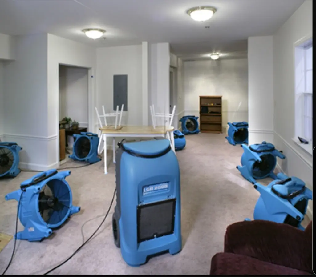Air movers and dehumidifier setup for Water Extraction & Removal in Miamisburg